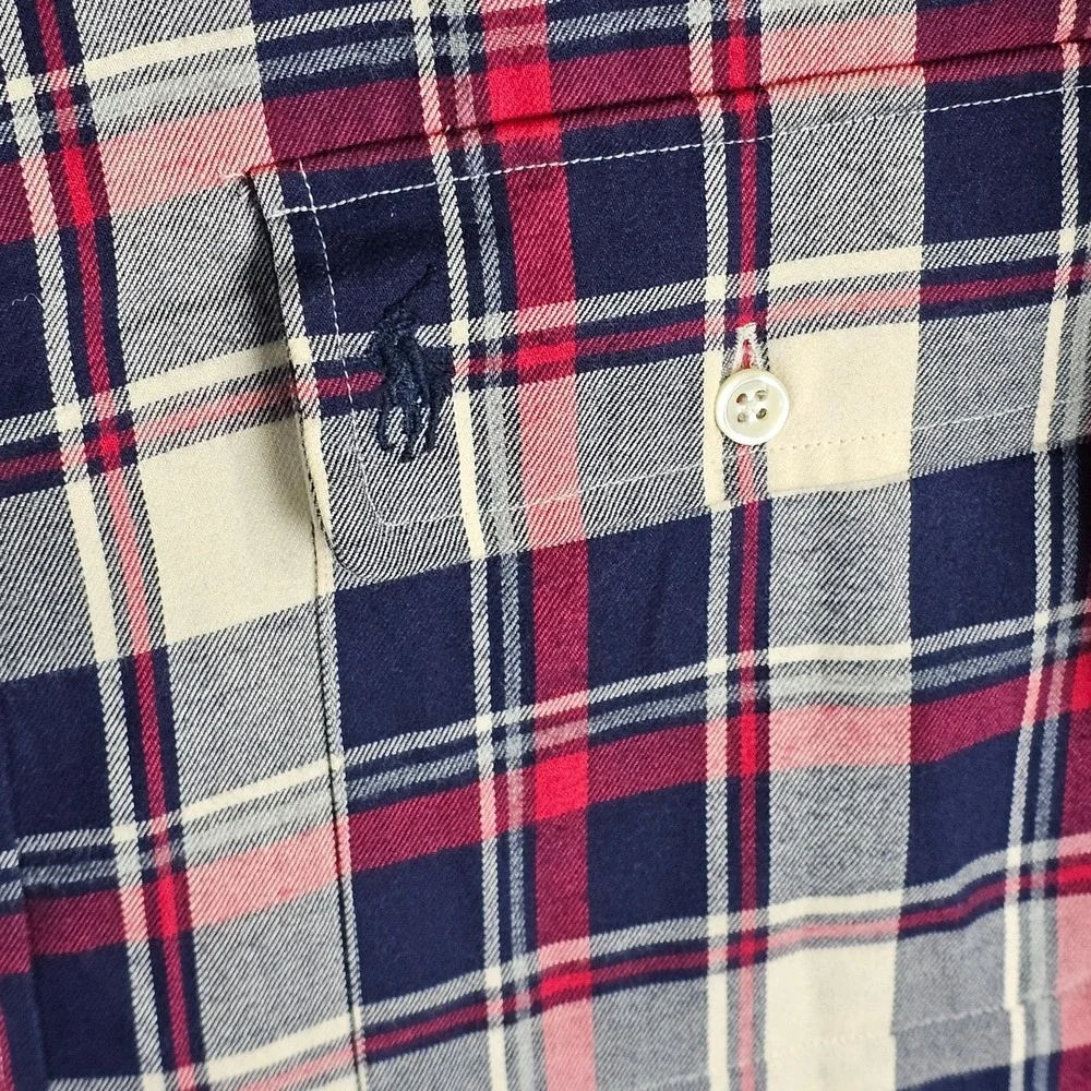 Polo Ralph Lauren Flannel Shirt Mens Large Plaid Long Sleeve Collared‎ Button-Up